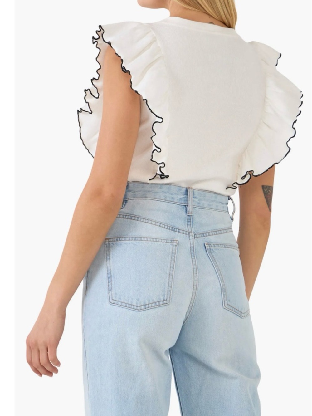 English Factory Merrow Sleeveless Ruffle Edge Top - Picture 2 of 6